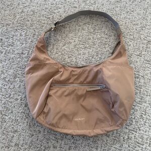 Varley Tan Nylon Handbag with Silver Hardware